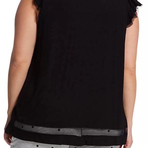 #767 Ellen Tracy Plus Yours to Love Short Sleeve Top in Black with Mesh | Siz - Picture 3 of 5
